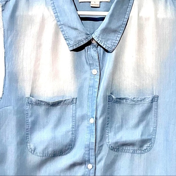 𝅺VINTAGE Havana Sleeveless Button Down Shirt with Plaid on back Size Large EUC - Picture 3 of 5